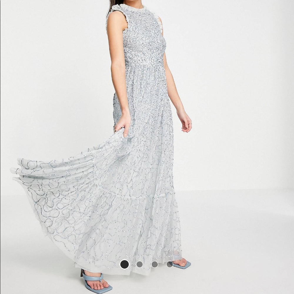 Maya all over embellished maxi dress with lace top